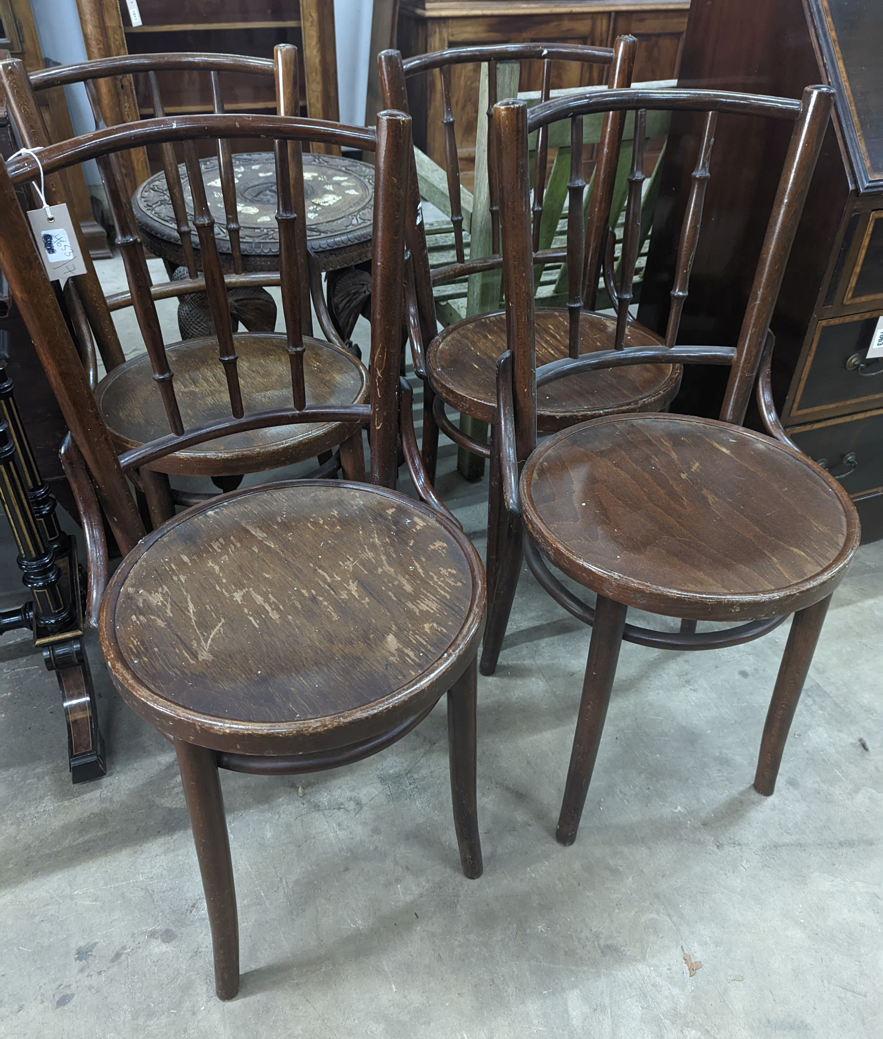 A set of four Czechoslovakian bentwood chairs